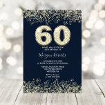Convites Marinho e Dourados Mens ou Mulheres 60ª Festa de a<br><div class="desc">Marinho e Dourado Mens ou Mulheres 60º Convite de aniversário Belo Convite à Confetti à Glitter Dourado Faux. Coleção em Niche e Nest. Design cortesia do Studio Denmark</div>