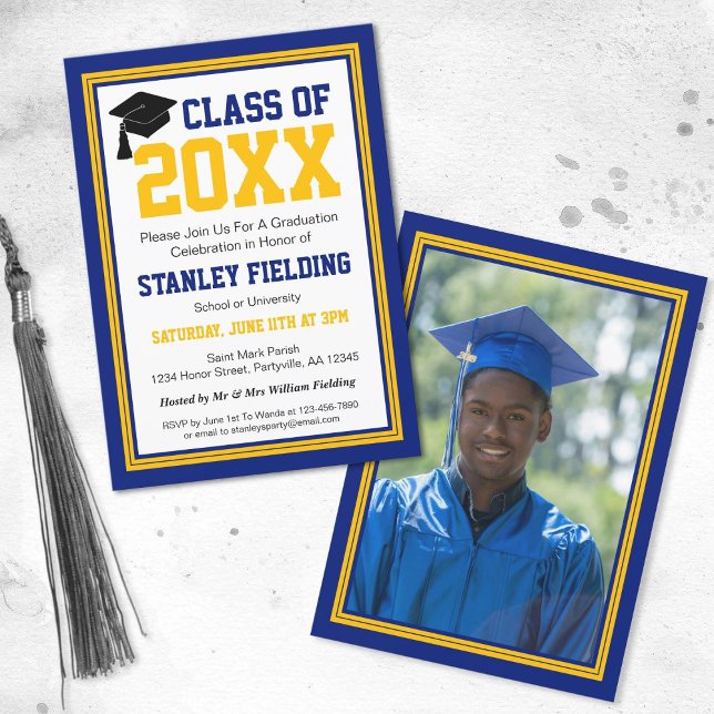 Convites Marinho e Festa de formatura de fotos Dourada (Criador carregado)