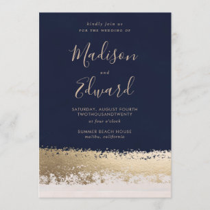 Convites Marinho e folha de ouro, Casamento elegante