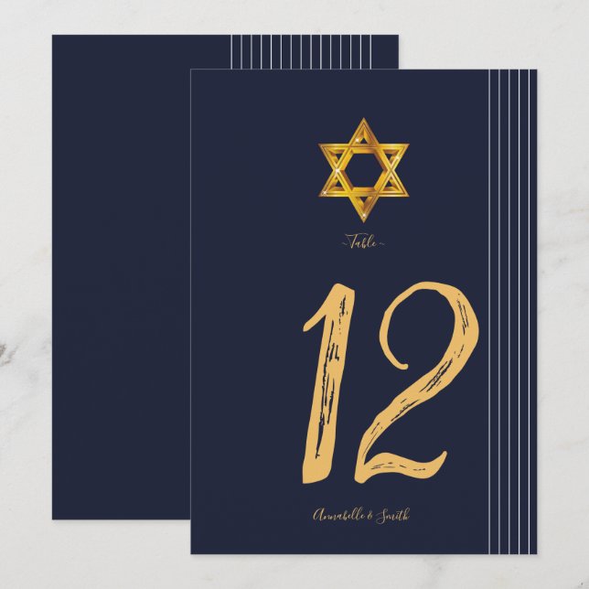 Convites Marinho e Ouro Star do número da tabela David (Frente/Verso)