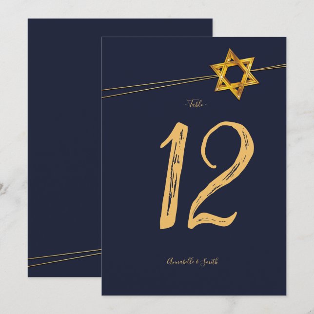 Convites Marinho e Ouro Star do número da tabela David (Frente/Verso)