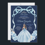 Convites Marinho e Princesa Azul Mis Quince 16. Aniversário<br><div class="desc">Marinho Princesa Dresses Quinceañera 15 Girl Birthday Marinho Convite Mis Quince Anos,  15 Birthday</div>