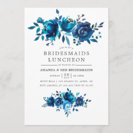 Convites Marinho e White Watercolor Bridesmaids Luncheids