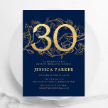 Convites Marinho Elegante aniversário de 30 anos Azul Doura<br><div class="desc">Convite de festas de aniversário de 30 anos azul Elegante marinho. Design feminina moderna personalizável, com sotaques botânicos rosas e ouro brilhante falso. Simples cartão de convite floral perfeito para uma comemoração de um na moda. Personalize com seus próprios detalhes. Impressos convites Zazzle ou modelo de impressão digital instantânea para...</div>