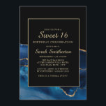 Convites Marinho Elegante Blue Dourado Agate Marble Sweet 1<br><div class="desc">Marinho azul elegante e na moda e  azul e ouro,  convite de aniversário 16 doce da menina de mármore. O texto é personalizável,  então faça dele seu. Entre em contato conosco para obter ajuda com a personalização ou para solicitar produtos correspondentes.</div>
