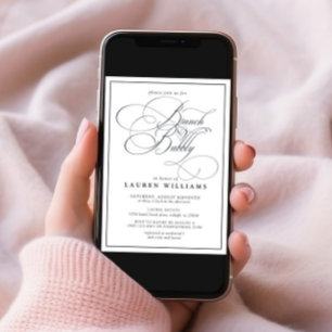 Convites Marinho Elegante - Caligrafia Azul Brunch e Bubble