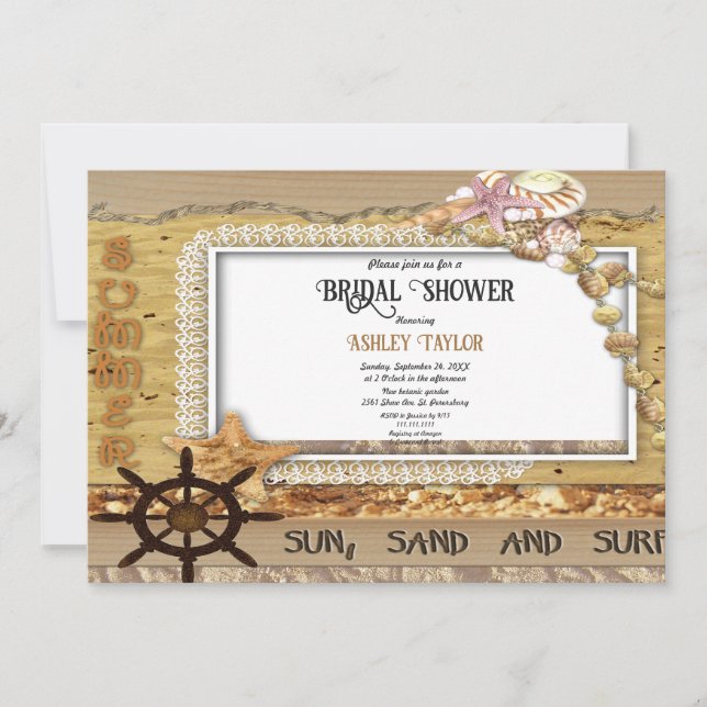 Convites Marinho Elegante Costeiro Costeiro Chá de panela M (Frente)