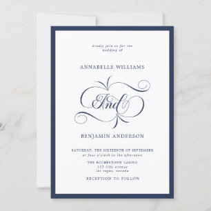 Convites Marinho Elegante e Casamento Clássico Branco