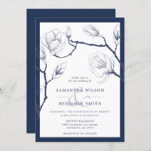 Marinho Elegante E Casamento Floral Branco