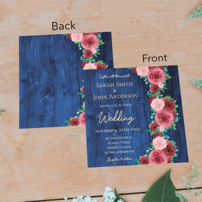 Convites Marinho Elegante e Casamento outono de Aquarela Bo (Criador carregado)