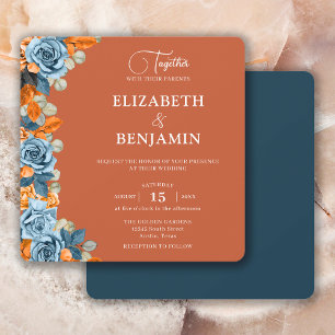 Convites Marinho Elegante E Casamento Terracota Boho Dark R