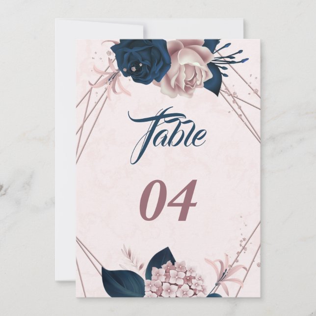 Convites Marinho elegante e número geométrico da tabela ros (Frente)