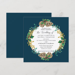Convites Marinho Elegante Natal Aquarela Dourada Greeneresc