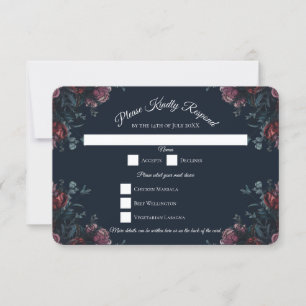 Convites Marinho escuro Blue Floral Elegante Casamento Maro