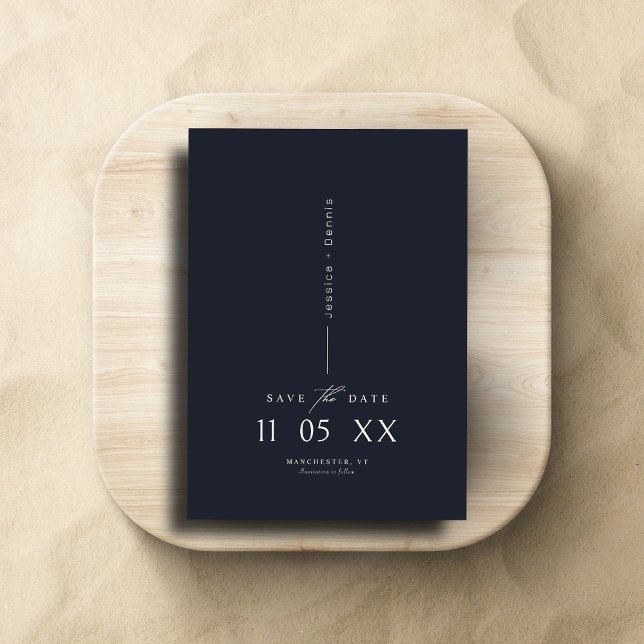 Convites Marinho Escuro de Script Elegante Mod Salve a Data (Criador carregado)