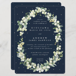 Convites Marinho Escuro Grande Snowberry+Eucalyptus Wedding