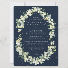 Convites Marinho Escuro Grande Snowberry+Eucalyptus Wedding