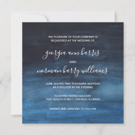 Convites Marinho Escuro Moody Blue Watercolor Casamento