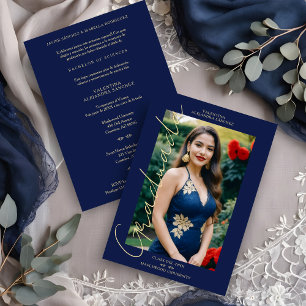 Convites Marinho espanhol Trendy Photo Script Typografia Fo