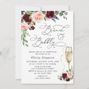 Convites Marinho Eucalyptus Rosa Brunch e Bubble
