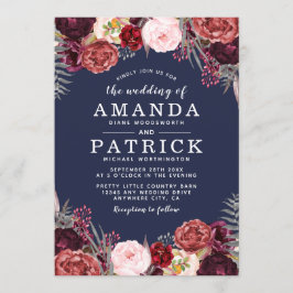 Convites Marinho Fall Marsala Blush Peony Casamentos Convit