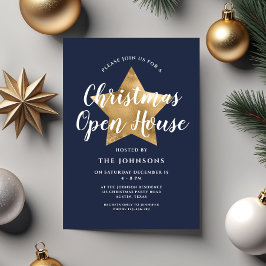 Convites Marinho Festivo Blue Star Casa Aberta de Natal