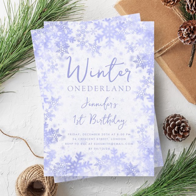 Convites Marinho festivo primeiro aniversario de inverno ON (Festive Navy Winter ONEDERLAND 1st Birthday Invitation)