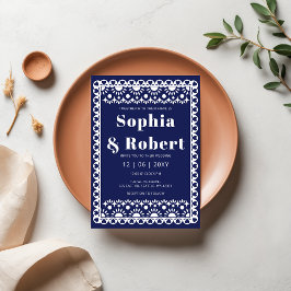 Convites Marinho Fiesta Mexicano Papel Picado Boho Casament