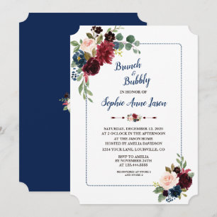 Convites Marinho Floral Azul Chá de panela Frame