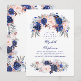 Convites Marinho Floral Elegante e Chá de panela Moderno