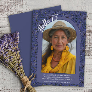 Convites Marinho Floral Elegante Whimsy Simples 75º Anivers