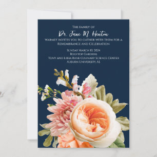 Convites Marinho Floral Funeral Memorial 011124B