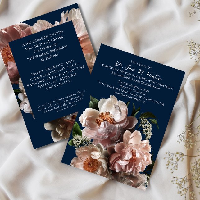 Convites Marinho Floral Funeral Memorial 011124C (Criador carregado)