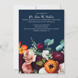 Convites Marinho Floral Funeral Memorial 011124F