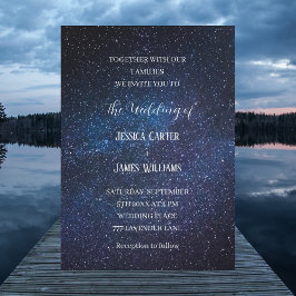 Convites Marinho Galáxico Blue Sky Starry Night Weding