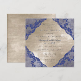 Convites Marinho Glam Azul Lace Chá de panela Velvet de mar