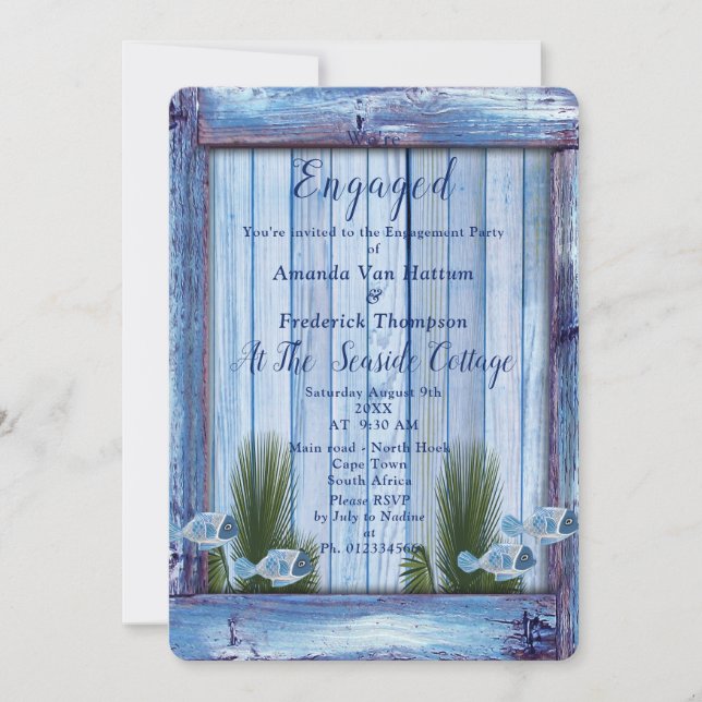 Convites Marinho - Madeira azul e Noivado de peixe (Frente)