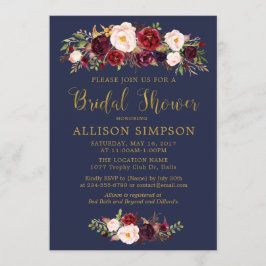 Convites Marinho Marsala Vermelho Autumn BridalShower Convi