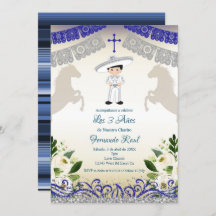 Marinho Mexicano Blue Invitaciones Tres Anos