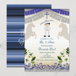 Convites Marinho Mexicano Blue Invitaciones Tres Anos