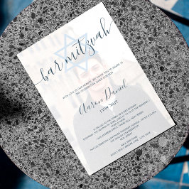Convites Marinho moderno azul bar mitzvah foto azul