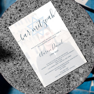 Convites Marinho moderno azul bar mitzvah foto azul