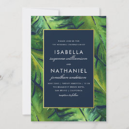 Convites Marinho Moderno e Casamento de Folgas Tropicais Ve
