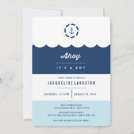 Convites Marinho náutico Ahoy É um Chá de fraldas moderno