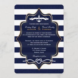 Convites Marinho Náutico, FAUX Burlap Stripes Casamento 2