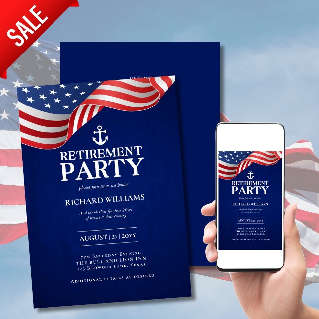 Convites MARINHO norte-americano Anchor Patriótico Bandeira (Criador carregado)