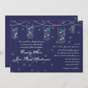 Convites Marinho Noturno Aqua Yellow Flower Mason Jar