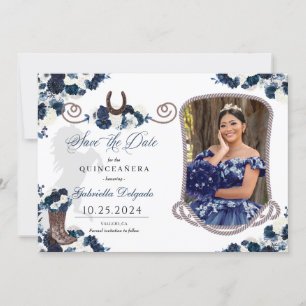 Convites Marinho Ocidental Blue Quinceañera Salve A Foto Da