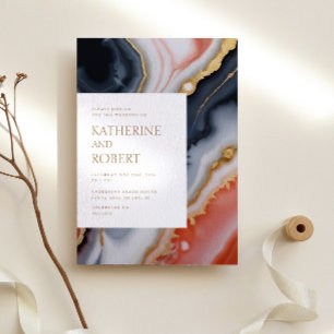 Convites Marinho Orange Agate Wedding