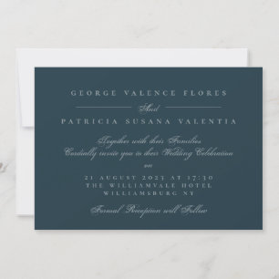 Convites Marinho Paisagem Caligrafia Formal Casamento Elega